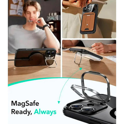 MagSafe Hülle für Apple iPhone 16, ESR, Classic Hybrid Kickstand Slide, Schwarz Transparent
