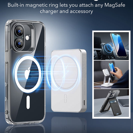 MagSafe hoesje voor Apple iPhone 16, ESR, Classic Hybrid, Transparant