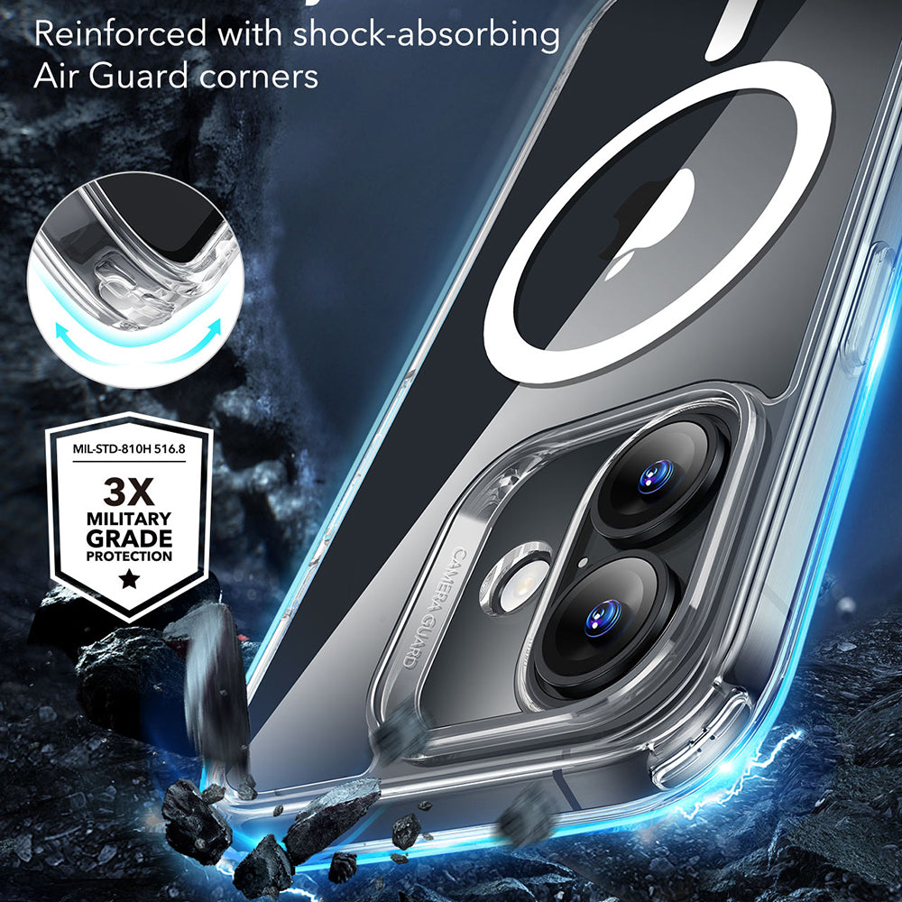 Coque MagSafe pour Apple iPhone 16, ESR, Classic Hybrid, Transparente