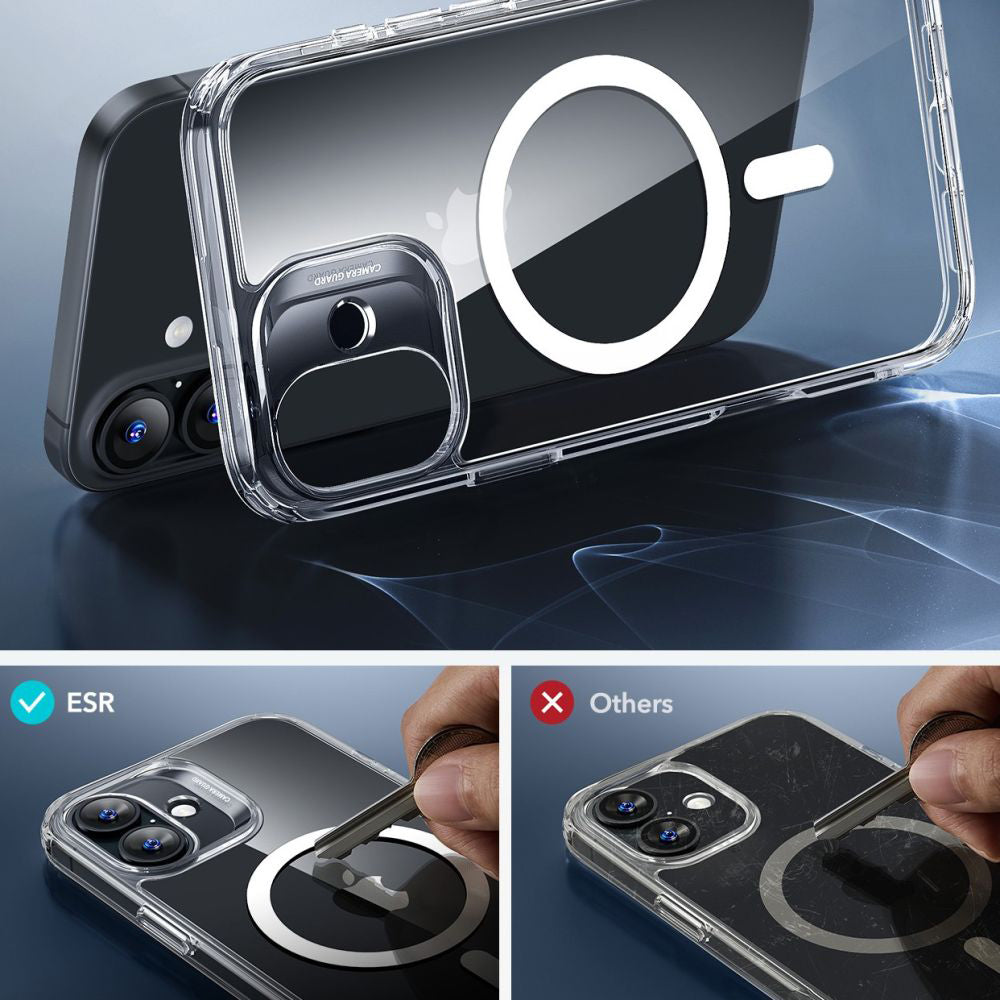 Coque MagSafe pour Apple iPhone 16, ESR, Classic Hybrid avec Protecteur d'Écran, Transparente