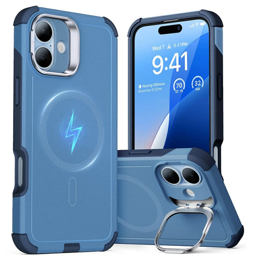 MagSafe hoes voor Apple iPhone 16, ESR, Cyber Armor Kickstand, Blauw