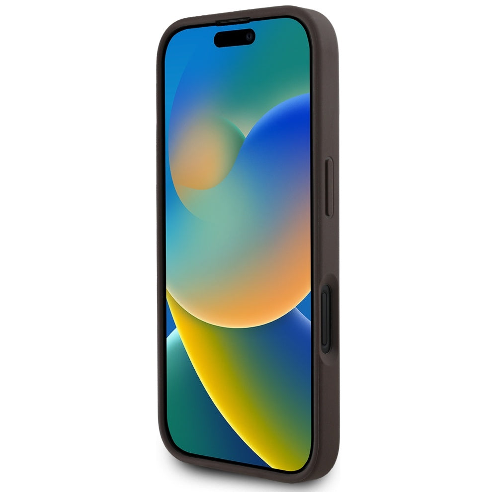 Étui MagSafe pour Apple iPhone 16, Guess, 4G Circle Classic Logo, Marron