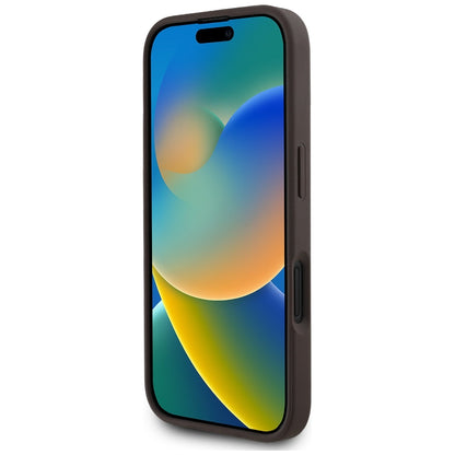 Étui MagSafe pour Apple iPhone 16, Guess, 4G Circle Classic Logo, Marron