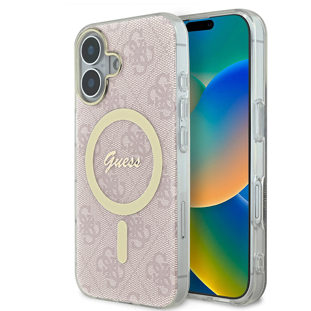 Coque MagSafe pour Apple iPhone 16, Guess, IML 4G, Rose
