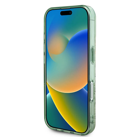 Coque MagSafe pour Apple iPhone 16, Guess, IML Flower & Tonal Circle, Vert