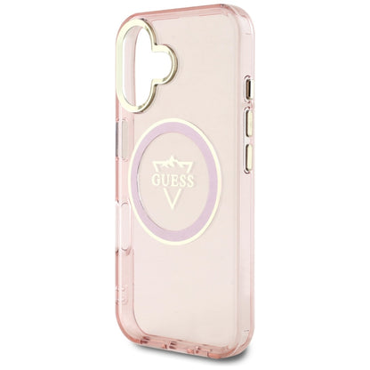 MagSafe hoesje voor Apple iPhone 16, Guess, IML Metal Mountain Logo, Roze