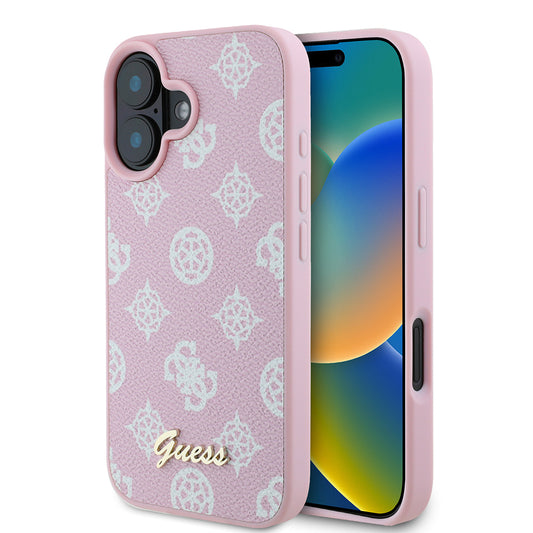 MagSafe hoes voor Apple iPhone 16, Guess, Peony Script, Roze
