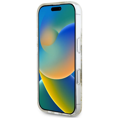 MagSafe hoes voor Apple iPhone 16, Guess, Resin Flowers and Glitter, Beige