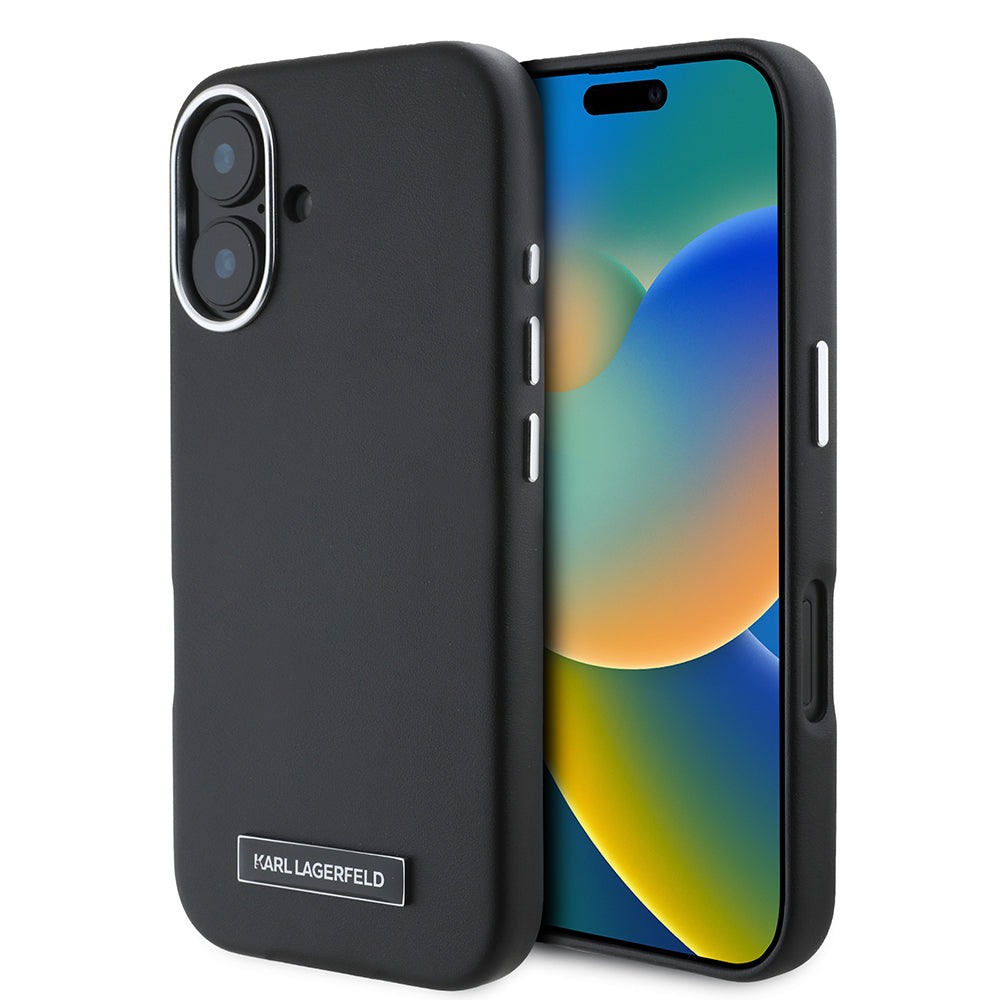 MagSafe hoes voor Apple iPhone 16, Karl Lagerfeld, FW Metal Plate, Zwart