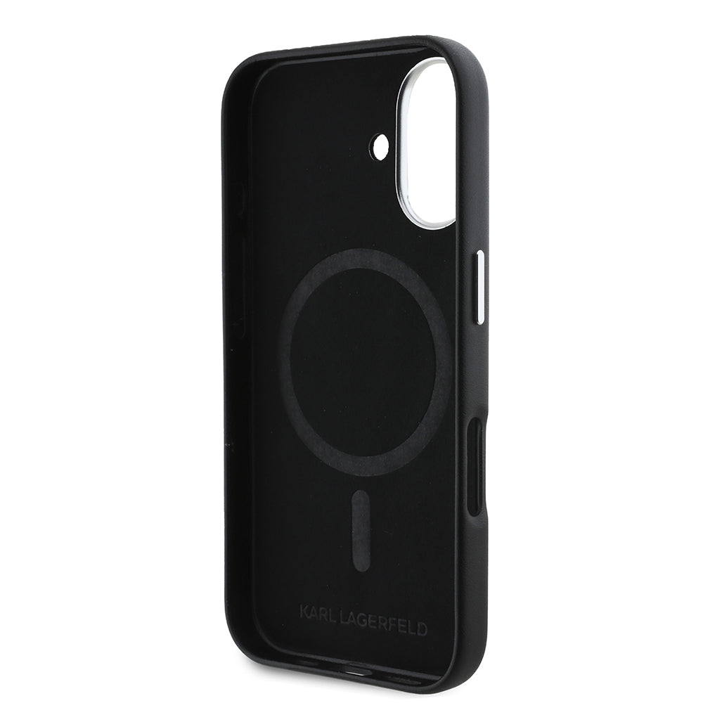 MagSafe hoes voor Apple iPhone 16, Karl Lagerfeld, FW Metal Plate, Zwart