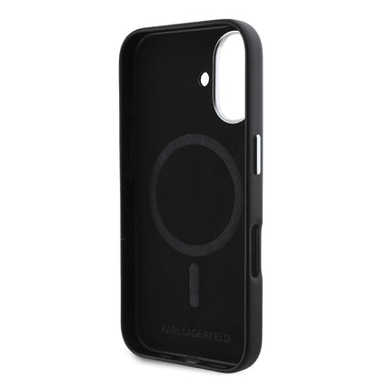 MagSafe hoes voor Apple iPhone 16, Karl Lagerfeld, FW Metal Plate, Zwart