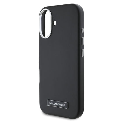 MagSafe hoes voor Apple iPhone 16, Karl Lagerfeld, FW Metal Plate, Zwart