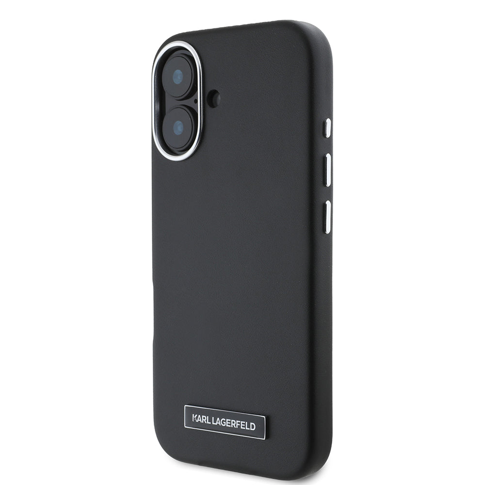 MagSafe hoes voor Apple iPhone 16, Karl Lagerfeld, FW Metal Plate, Zwart