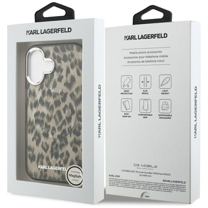 MagSafe hoes voor Apple iPhone 16, Karl Lagerfeld, IML Leopard Pattern, Bruin