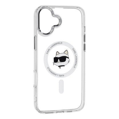 MagSafe hoesje voor Apple iPhone 16, Karl Lagerfeld, IML Metal Choupette's Head, Wit