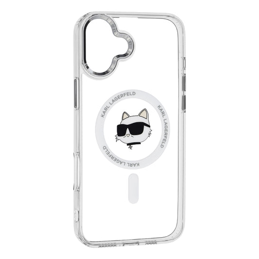 MagSafe hoesje voor Apple iPhone 16, Karl Lagerfeld, IML Metal Choupette's Head, Wit