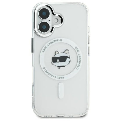 MagSafe hoesje voor Apple iPhone 16, Karl Lagerfeld, IML Metal Choupette's Head, Wit