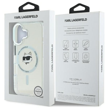 MagSafe hoesje voor Apple iPhone 16, Karl Lagerfeld, IML Metal Choupette's Head, Wit