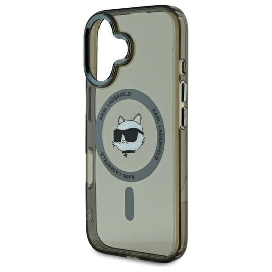 MagSafe hoesje voor Apple iPhone 16, Karl Lagerfeld, IML Metal Choupette's Head, Zwart