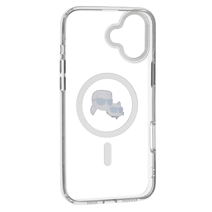 MagSafe Case for Apple iPhone 16, Karl Lagerfeld, IML Metal Karl & Choupette's Heads, White