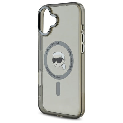 MagSafe hoes voor Apple iPhone 16, Karl Lagerfeld, IML Metal Karl's Head, Zwart