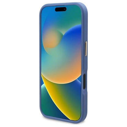 Coque MagSafe pour Apple iPhone 16 Plus, Guess, Plaque Logo 4G, Bleue