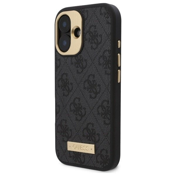 Housse MagSafe pour Apple iPhone 16 Plus, Guess, Plaque Logo 4G, Noire