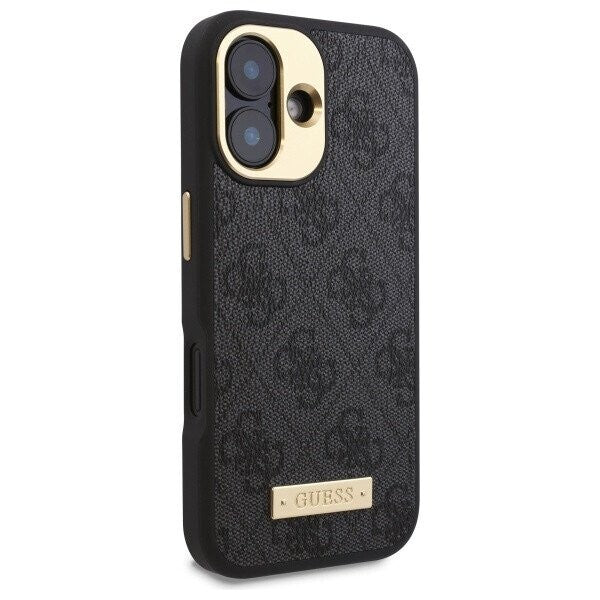 Housse MagSafe pour Apple iPhone 16 Plus, Guess, Plaque Logo 4G, Noire