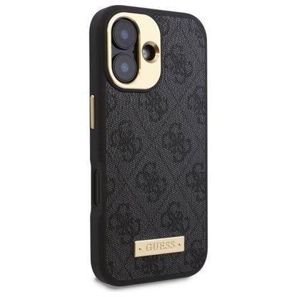 Housse MagSafe pour Apple iPhone 16 Plus, Guess, Plaque Logo 4G, Noire