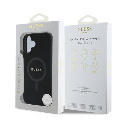Étui MagSafe pour Apple iPhone 16 Plus, Guess, Saffiano Classic Logo, Noir