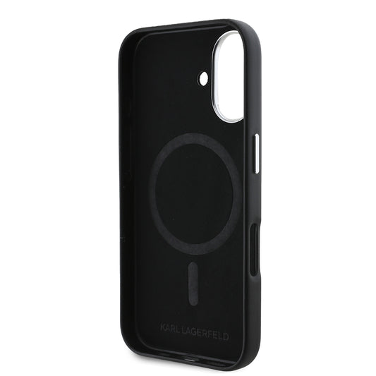 MagSafe hoes voor Apple iPhone 16 Plus, Karl Lagerfeld, FW Metal Plate, Zwart
