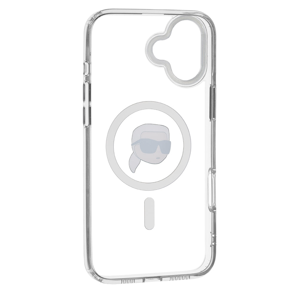 MagSafe Hülle für Apple iPhone 16 Plus, Karl Lagerfeld, IML Karl's Head, Weiß