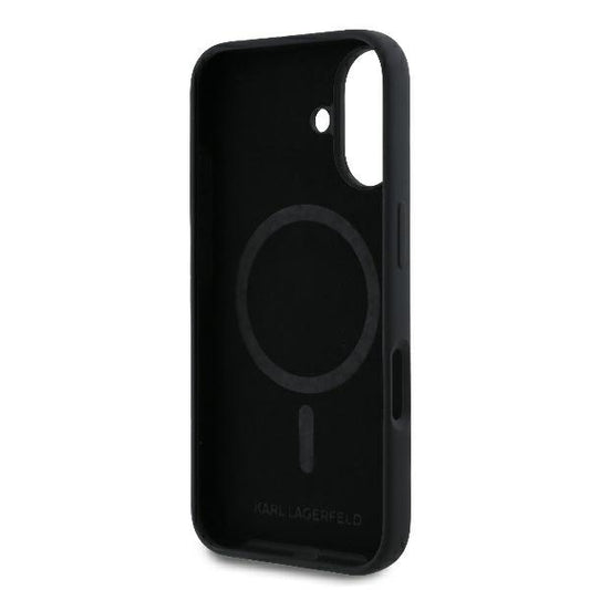 MagSafe hoesje voor Apple iPhone 16 Plus, Karl Lagerfeld, Silicone Ring Karl & Choupette, Zwart