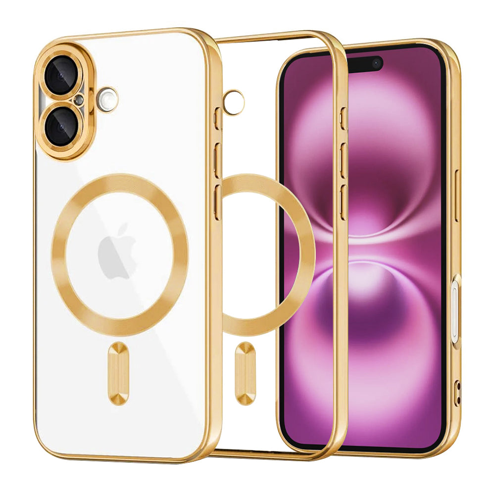 MagSafe-Hülle für Apple iPhone 16 Plus, Techsuit, Luxury Crystal, Gold