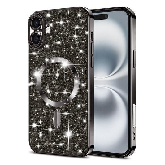 MagSafe-Hülle für Apple iPhone 16 Plus, Techsuit, Luxury Glitter, Schwarz