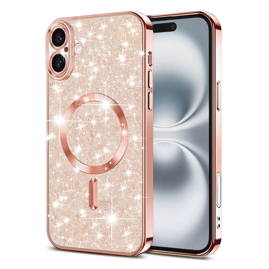 MagSafe-Hülle für Apple iPhone 16 Plus, Techsuit, Luxury Glitter, Roségold