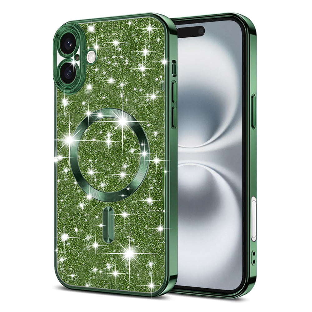 MagSafe-hoes voor Apple iPhone 16 Plus, Techsuit, Luxury Glitter, Donkergroen