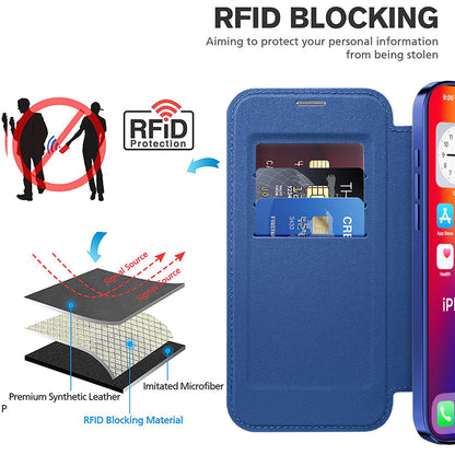 Coque MagSafe pour Apple iPhone 16 Plus, Techsuit, SmartMag Book, Bleue