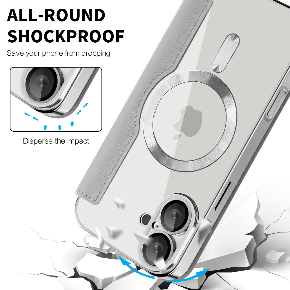 MagSafe Case for Apple iPhone 16 Plus, Techsuit, SmartMag Book, Gray