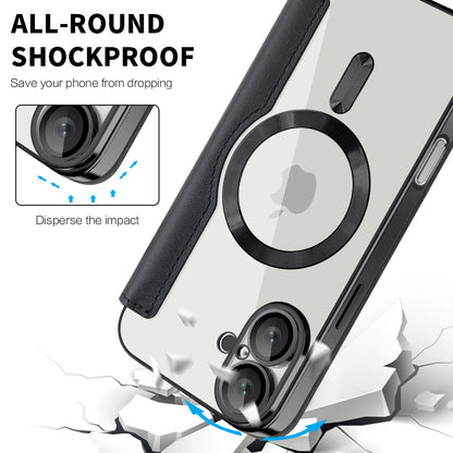 Coque MagSafe pour Apple iPhone 16 Plus, Techsuit, SmartMag Book, Noire
