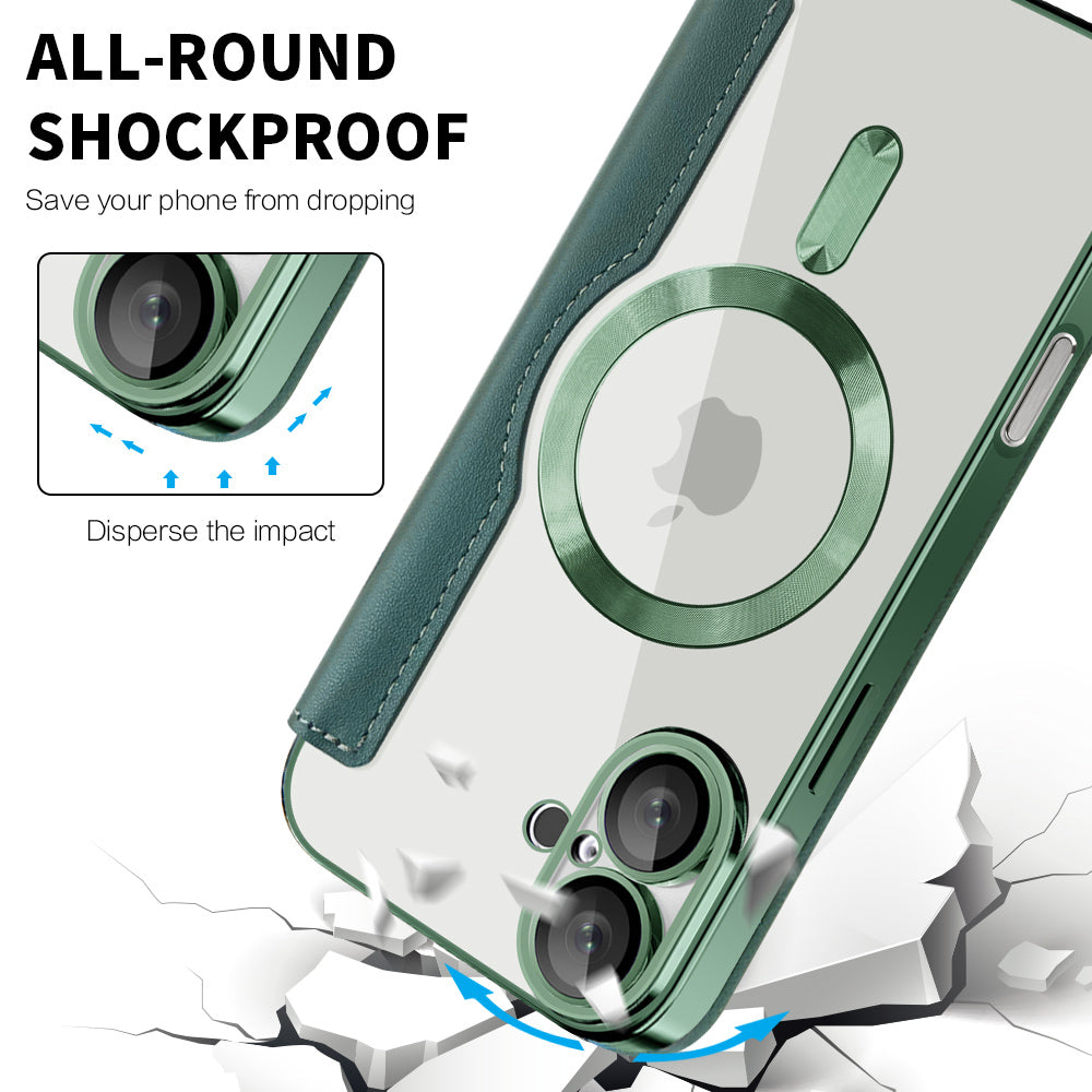 Coque MagSafe pour Apple iPhone 16 Plus, Techsuit, SmartMag Book, Vert