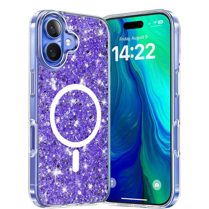 MagSafe-Hülle für Apple iPhone 16 Plus, Techsuit, Glitzernd, Lila