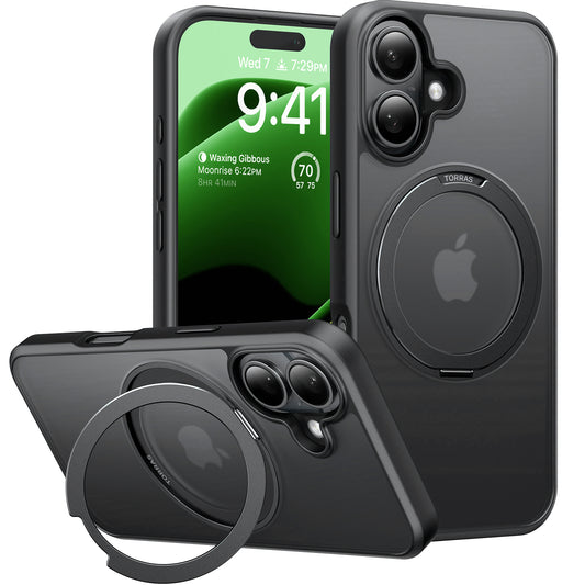 MagSafe hoesje voor Apple iPhone 16 Plus, Torras, Ostand Pro, Zwart