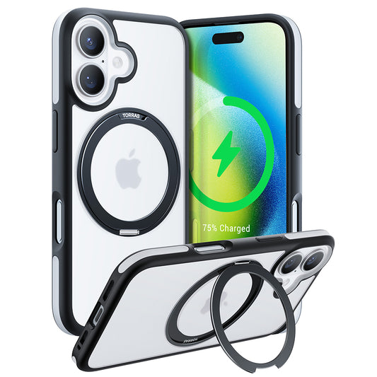 MagSafe hoes voor Apple iPhone 16 Plus, Torras, Ostand R Fusion, Zwart