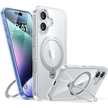 MagSafe hoesje voor Apple iPhone 16 Plus, Torras, Ostand Spin, Transparant