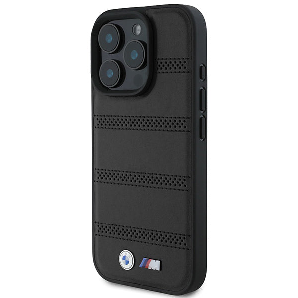 Coque MagSafe pour Apple iPhone 16 Pro, BMW, M Perforated And Stitched Line, Noire