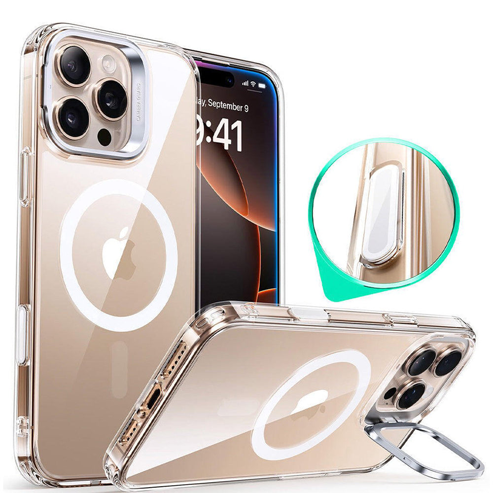 MagSafe hoesje voor Apple iPhone 16 Pro, ESR, Classic Hybrid Kickstand Slide, Transparant