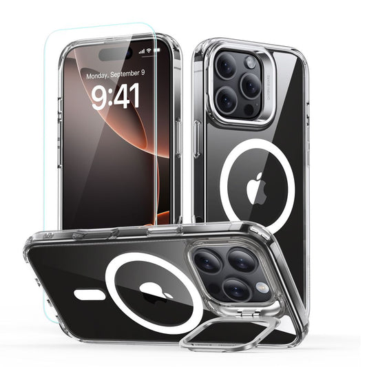 Coque MagSafe pour Apple iPhone 16 Pro, ESR, Classic Hybrid avec Support et Protecteur d'Écran, Transparente