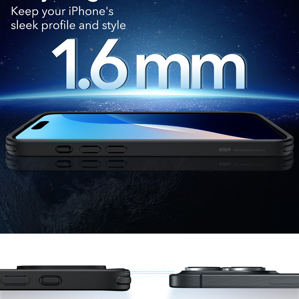 MagSafe hoes voor Apple iPhone 16 Pro, ESR, Classic Hybrid, Transparant Zwart