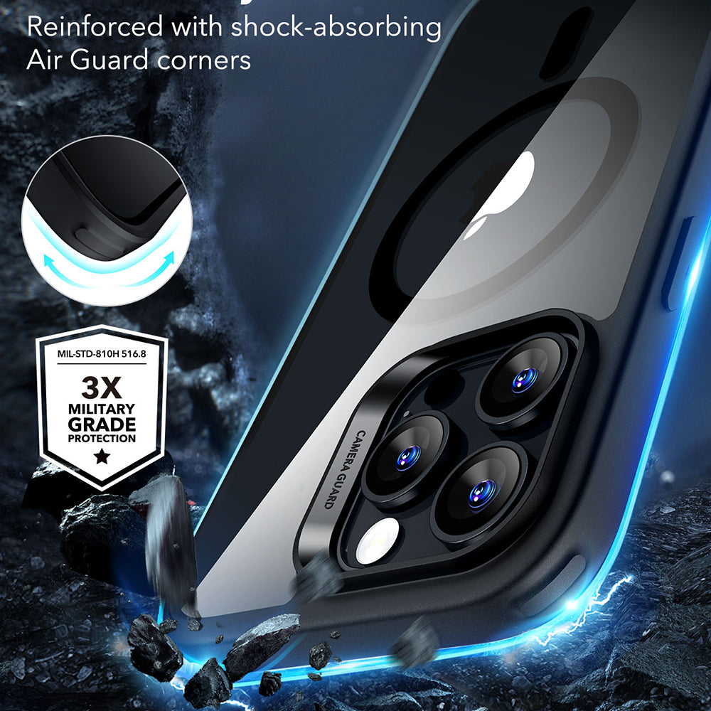 MagSafe hoes voor Apple iPhone 16 Pro, ESR, Classic Hybrid, Transparant Zwart